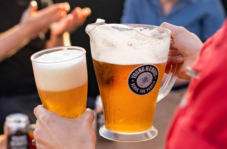 A jug of Young Henrys beer